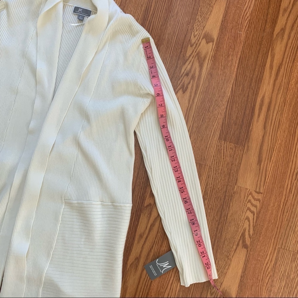 JM Collection Women's Open-Front Cardigan White Size LARGE - Picture 8 of 13